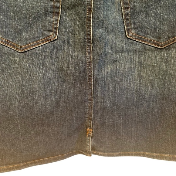 TOMMY HILFIGAR Denim Skirt Straight Line 5 Pocket Distressed Mid-Dark Wash 80s 8 - Picture 7 of 13